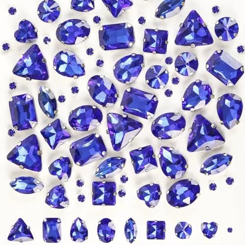 Jyukan Sew on Rhinestones 180pcs Blue Mix Shapes | Craft Gems for DIY Crafts & Fashion thumbnail 1