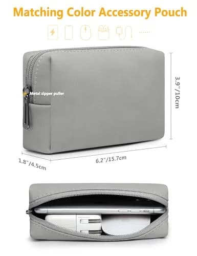 HYZUO 13.3-14 Inch Laptop Case Sleeve with Stand Feature, Light Gray | Water-Resistant Faux Leather thumbnail 5