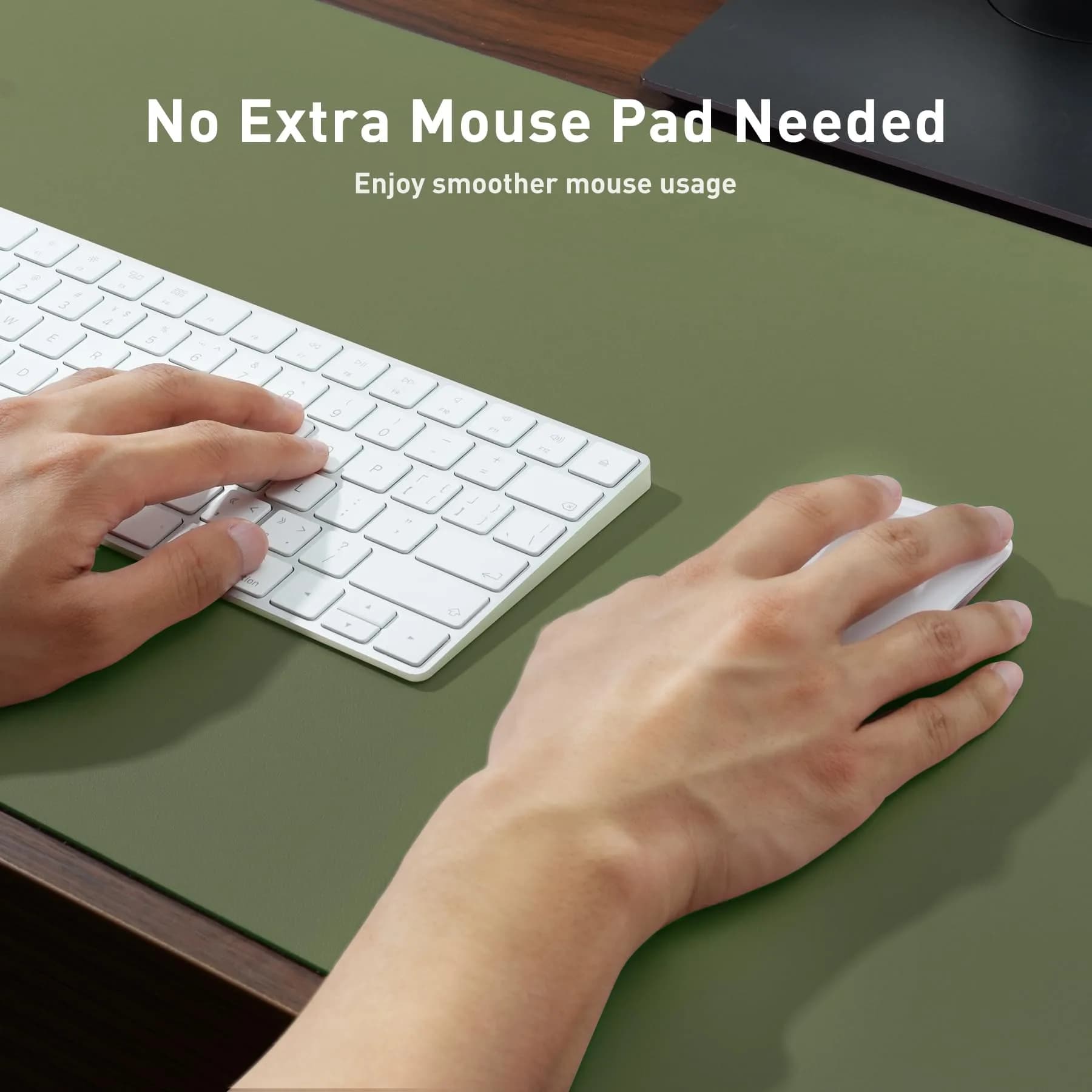 Aothia Olive Green Leather Desk Pad Protector, 36" x 17" | Protects Your Desk from Scratches, Stains, and Spills - view 4