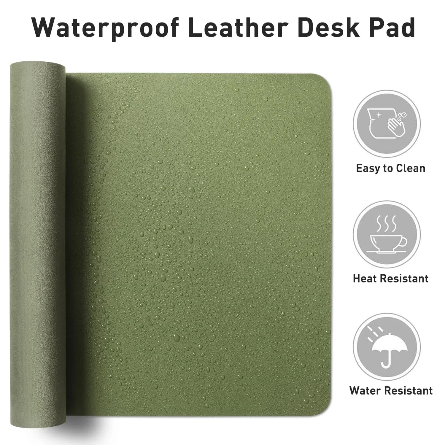 Aothia Olive Green Leather Desk Pad Protector, 36" x 17" | Protects Your Desk from Scratches, Stains, and Spills - view 6
