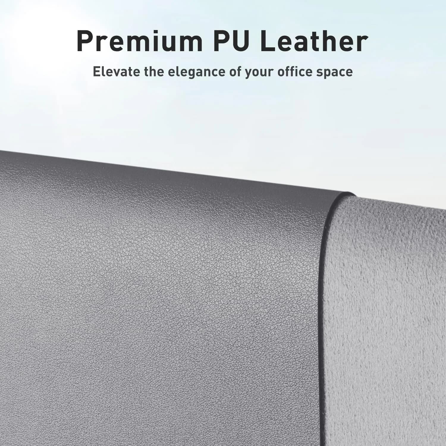 Aothia Light Grey PU Leather Desk Pad Protector, 36" x 17" | Protects Desks from Scratches and Spills - view 2