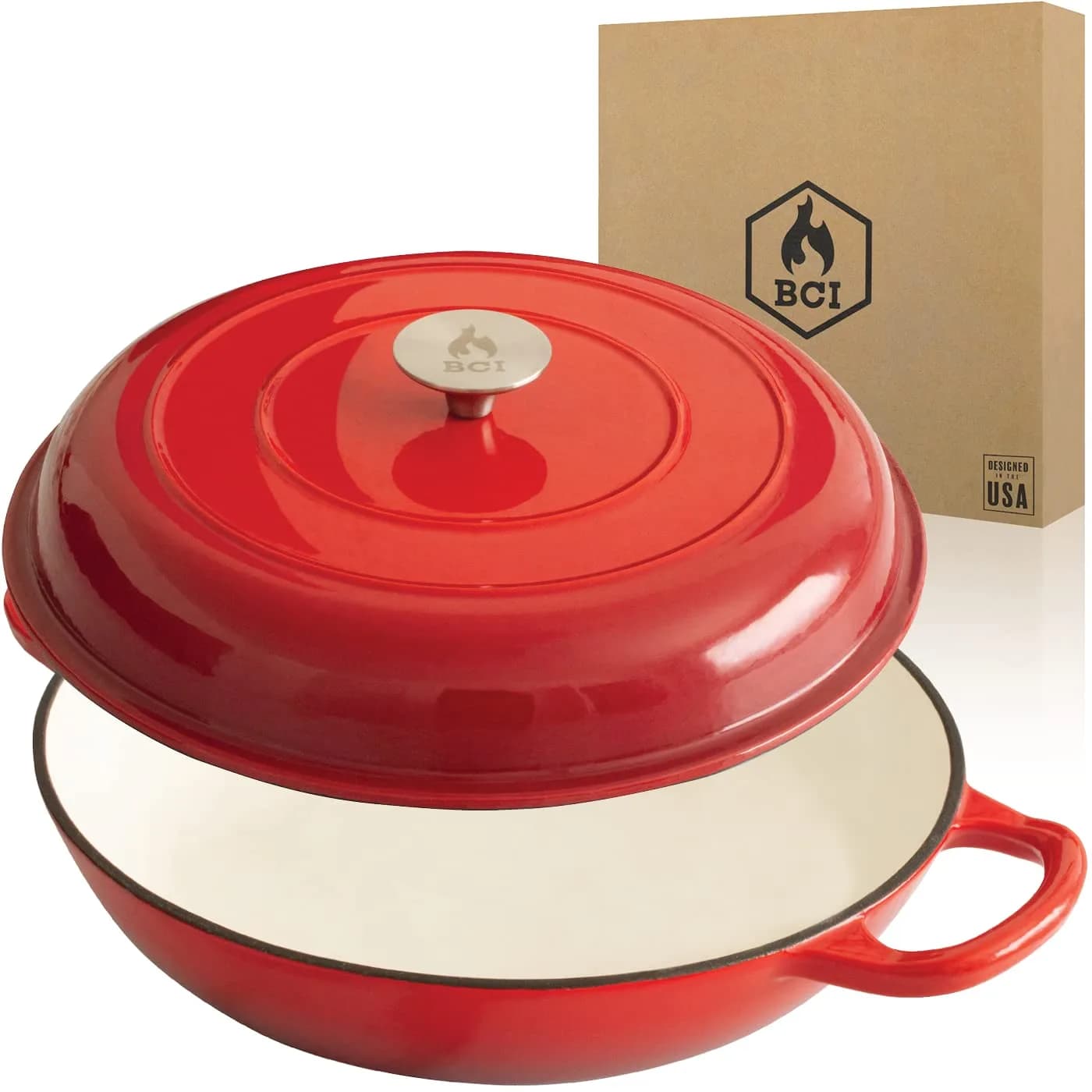 Backcountry Iron Enameled Cast Iron Braiser 3.5 Quart (3.3L) | Even Heat Distribution for Superior Searing - main product image