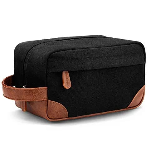 Vorspack Canvas Travel Toiletry Bag for Men, Medium, Black | Water-Resistant Hanging Bag with Organized Compartments thumbnail 1