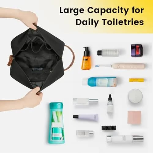 Vorspack Canvas Travel Toiletry Bag for Men, Medium, Black | Water-Resistant Hanging Bag with Organized Compartments thumbnail 6