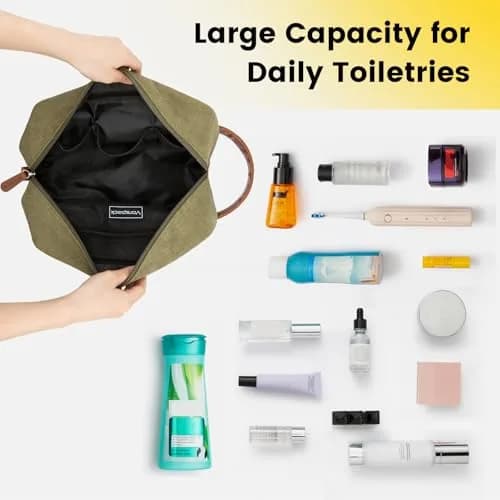 Vorspack Canvas Travel Toiletry Bag for Men, Medium, Green 25.4cm x 12.7cm x 13.97cm (10" x 5" x 5.5") | Water-Resistant Hanging Organizer thumbnail 6