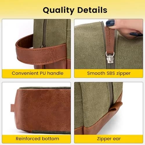 Vorspack Canvas Travel Toiletry Bag for Men, Medium, Green 25.4cm x 12.7cm x 13.97cm (10" x 5" x 5.5") | Water-Resistant Hanging Organizer thumbnail 3