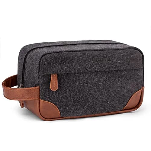 Vorspack Canvas Travel Toiletry Bag for Men, Medium, Dark Grey | Hanging Organizer with Water-Resistant Lining thumbnail 1
