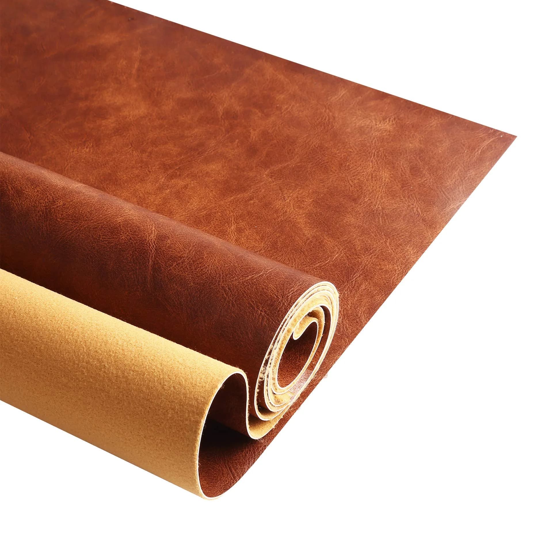 DAFUN Premium Faux Leather Upholstery Fabric 1.2mm Thickness, Brown Pre-Cut 36"x54" | Waterproof Distressed Bark Texture