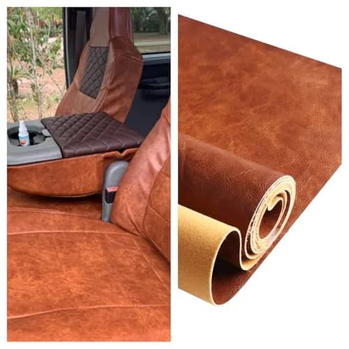DAFUN Premium Faux Leather Upholstery Fabric 1.2mm Thickness, Brown Pre-Cut 36"x54" | Waterproof Distressed Bark Texture thumbnail 7