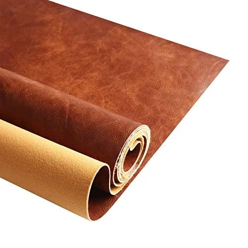 DAFUN Premium Faux Leather Upholstery Fabric 1.2mm Thickness, Brown Pre-Cut 36"x54" | Waterproof Distressed Bark Texture thumbnail 1