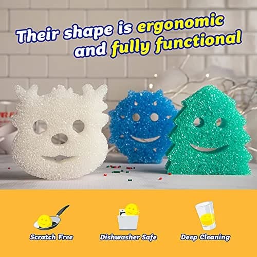 Scrub Daddy Sponge Set - Holiday Shapes | Non Scratch Deep Cleaning Utility Sponge (3 Count) thumbnail 3