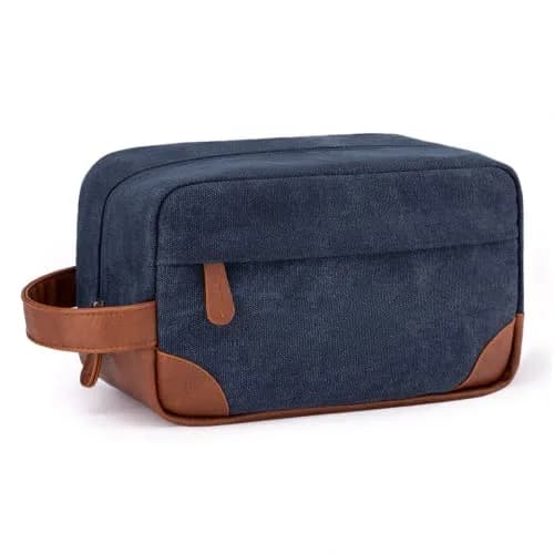 Vorspack Canvas Travel Toiletry Bag for Men, Medium, Navy Blue | Water-Resistant & Organized Compartments thumbnail 1