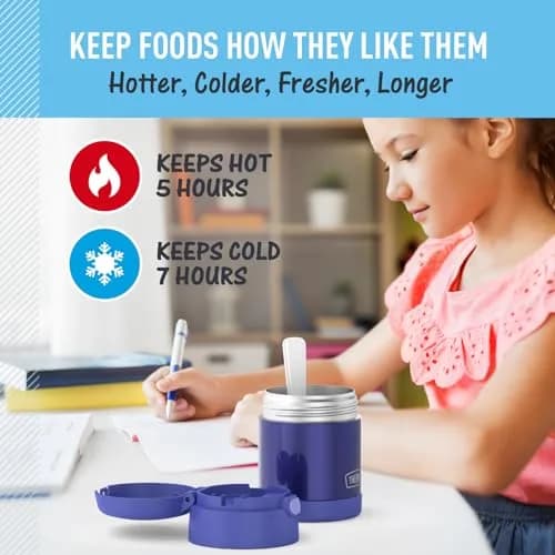 THERMOS Kids Food Jar with Spoon, 10oz (296ml), Purple | Keeps Food Hot or Cold for Hours, BPA-Free, Lightweight thumbnail 5