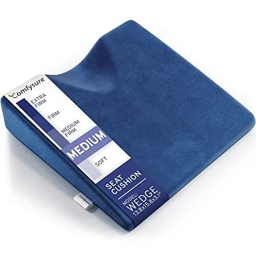 ComfySure Wedge Pillow for Office Chair & Car Seat - Medium Firm Memory Foam Seat Pad | Orthopedic Tailbone & Hip Pain Relief thumbnail 1