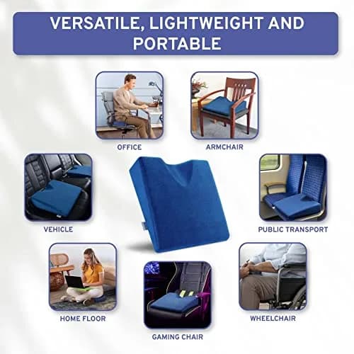 ComfySure Wedge Pillow for Office Chair & Car Seat - Medium Firm Memory Foam Seat Pad | Orthopedic Tailbone & Hip Pain Relief thumbnail 5