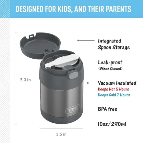 THERMOS Kids Food Jar with Spoon 10oz | Keeps Food Hot or Cold for School & Snacks thumbnail 2