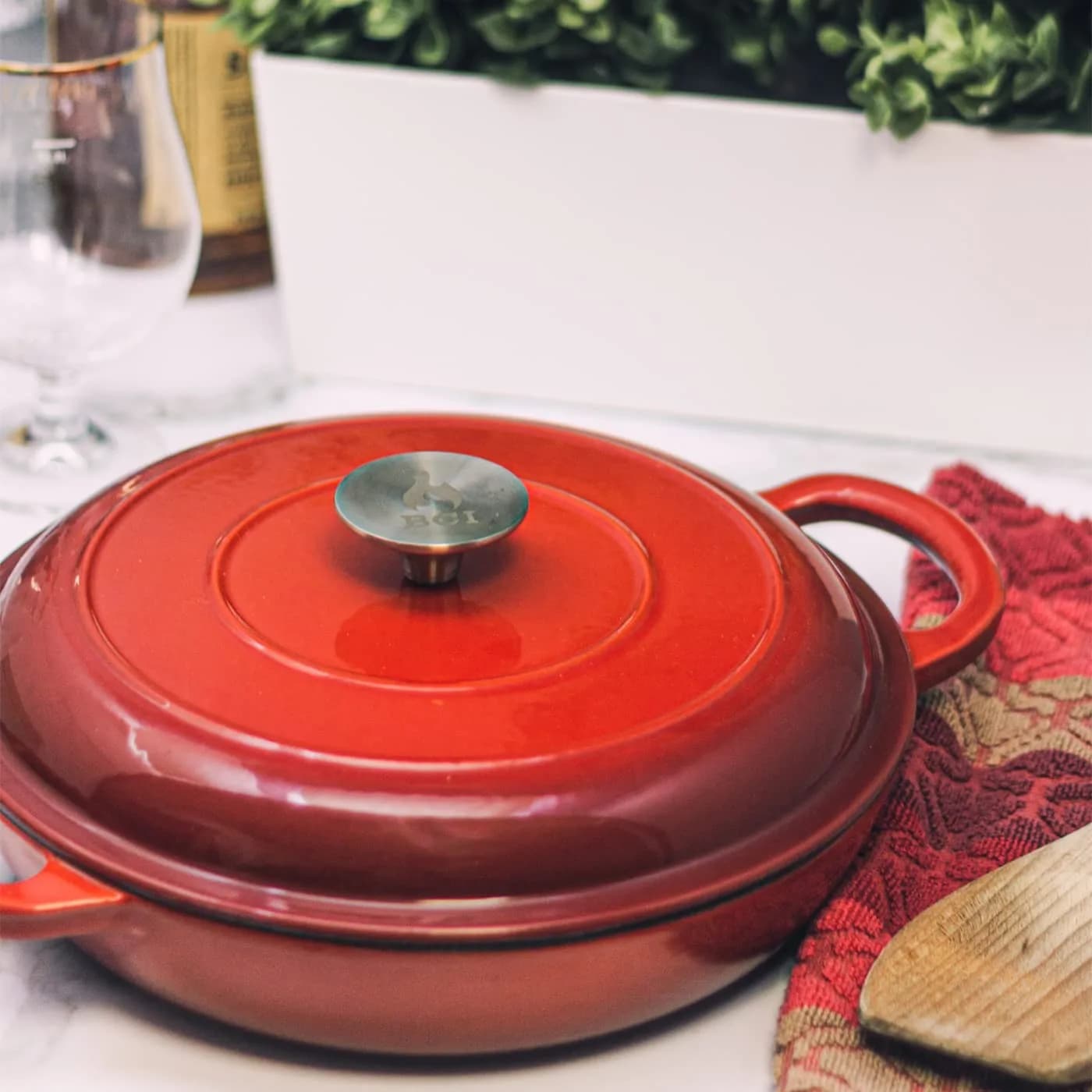 Backcountry Iron Enameled 2.25 Quart Braiser with Lid | 2.27 kg (5 lb) Desert Ruby Red - view 6