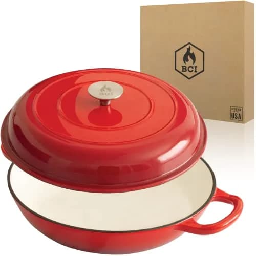 Backcountry Iron Enameled 2.25 Quart Braiser with Lid | 2.27 kg (5 lb) Desert Ruby Red thumbnail 1