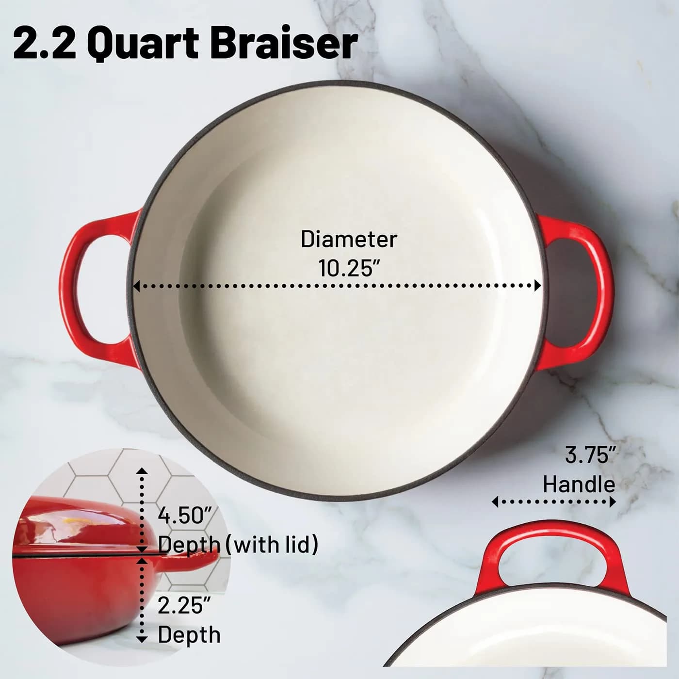 Backcountry Iron Enameled 2.25 Quart Braiser with Lid | 2.27 kg (5 lb) Desert Ruby Red - view 2