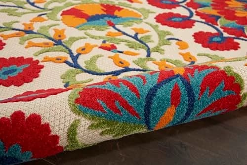Nourison Rug Aloha Red Multicolor 9' x 12' | Easy Clean, Non Shedding, Outdoor & Indoor Use thumbnail 9
