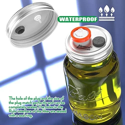 Biomed Solutions 6Pcs Regular Mouth Mushroom Liquid Culture Lids with Filter & Injection Ports (70mm) | Lab-Quality for Mycology thumbnail 5
