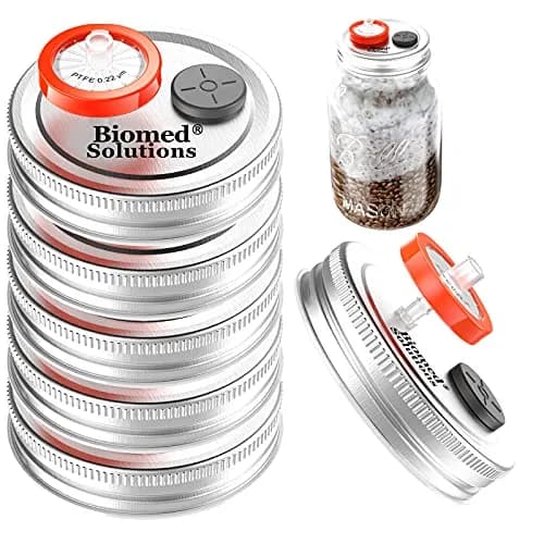 Biomed Solutions 6Pcs Regular Mouth Mushroom Liquid Culture Lids with Filter & Injection Ports (70mm) | Lab-Quality for Mycology thumbnail 1