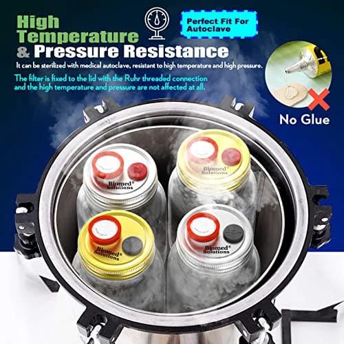 Biomed Solutions 6Pcs Regular Mouth Mushroom Liquid Culture Lids with Filter & Injection Ports (70mm) | Lab-Quality for Mycology thumbnail 7