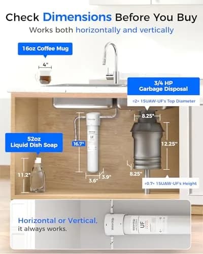 Waterdrop 15UAW-UF Ultra Filtration Under Sink Water Filter System 9.5 L (16000 Gallons) | Reduces Lead, Chlorine, Bad Taste & Odor thumbnail 5