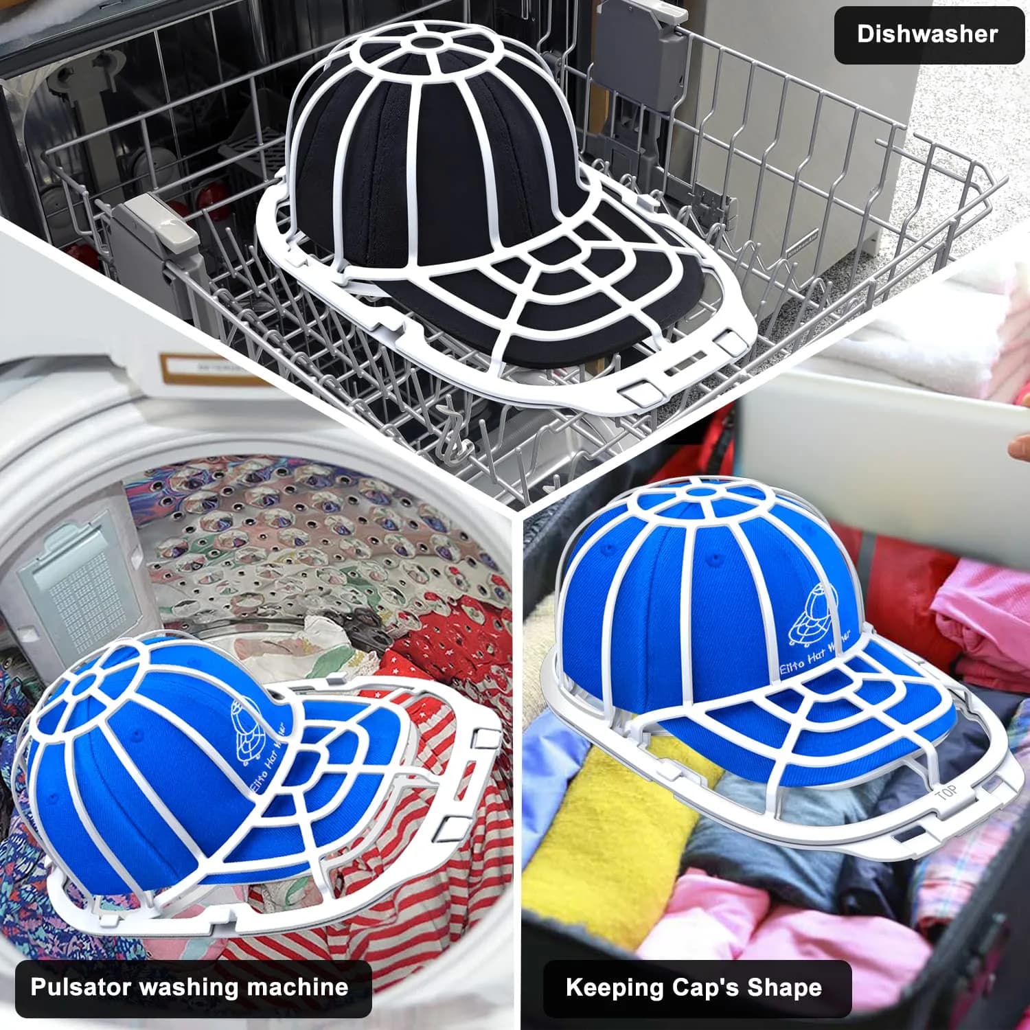 Eiito Hat Washer Cage for Washing Machine | 2 Sizes, Plastic, White - view 5