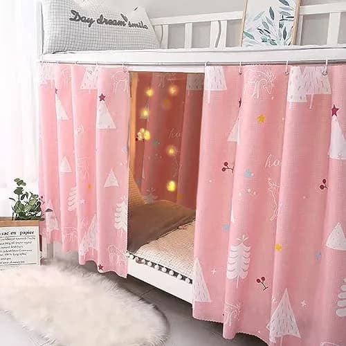 Hoce Bed Curtain Twin Bunk Bed Drapes 3 Panels | Privacy & Mosquito Blocker in India thumbnail 2