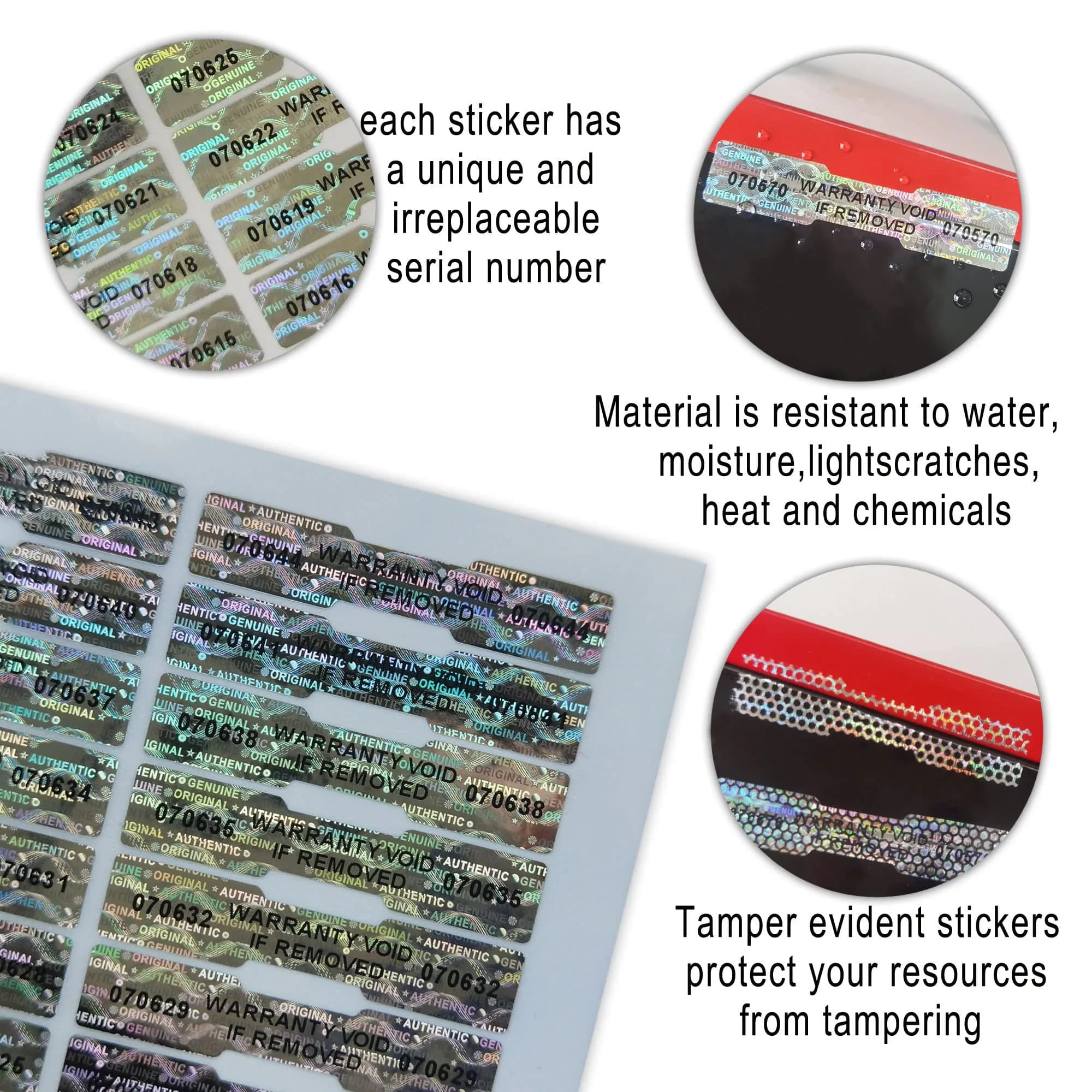TLK&FBB 540pcs Silver Honeycomb Tamper Proof Security Stickers with Sequential Serial Numbering - view 2