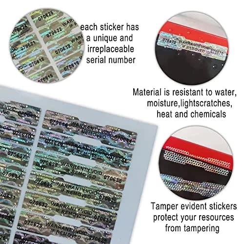 TLK&FBB Tamper Proof Hologram Stickers 620pcs (540 Labels) | High Security Tamper Evident Seal, Sequential Serial Numbering, Silver Honeycomb thumbnail 3