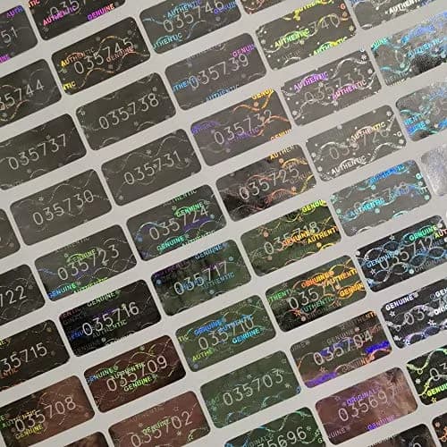 TLK&FBB Silver Tamper Evident Seal Warranty Void Labels 2cm x 1cm (0.787x0.39 inch) | 580 Pcs High Security Sequential Numbering thumbnail 1