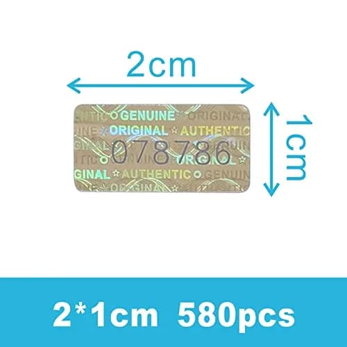 TLK&FBB Silver Tamper Evident Seal Warranty Void Labels 2cm x 1cm (0.787x0.39 inch) | 580 Pcs High Security Sequential Numbering thumbnail 2