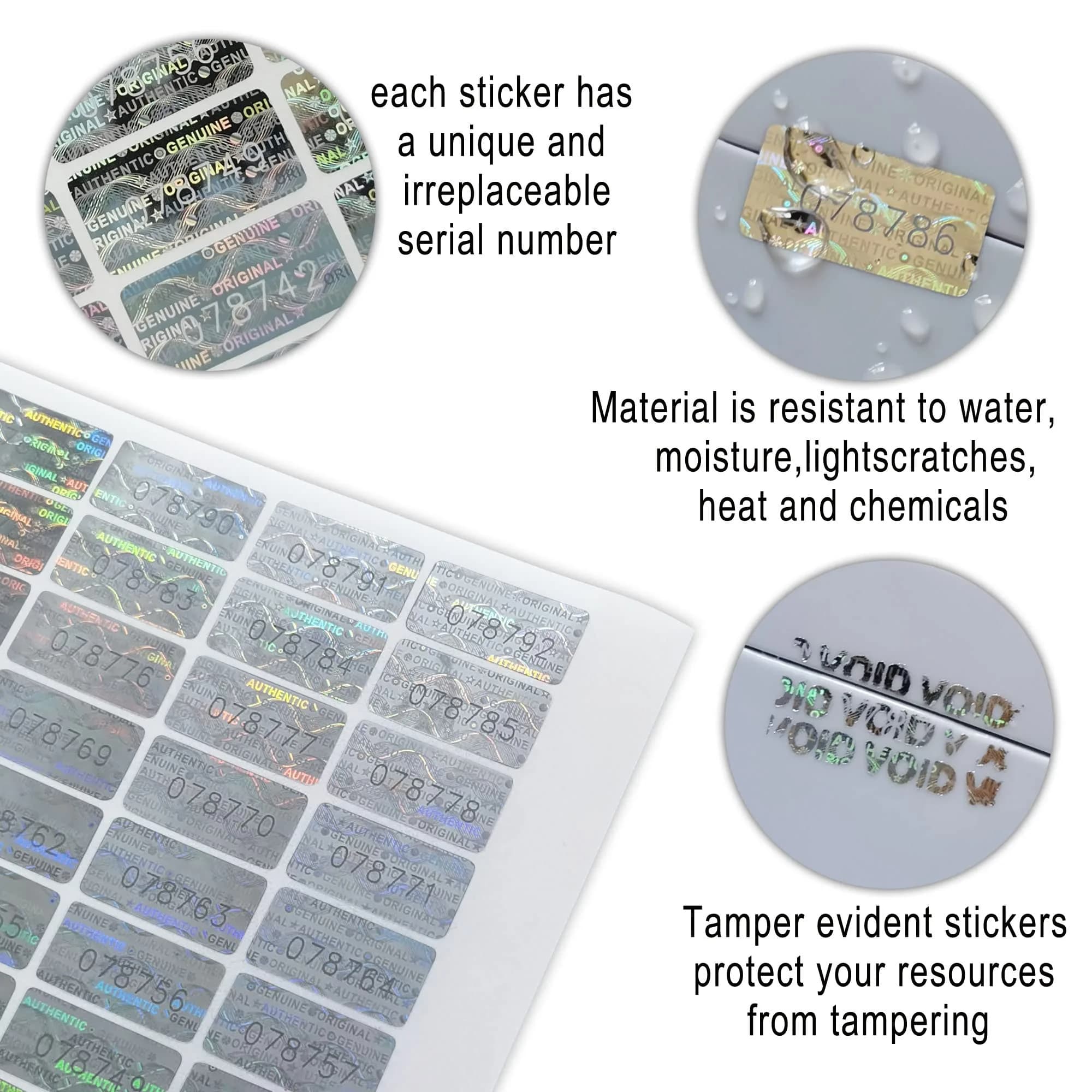 TLK&FBB 580 Pcs Silver Tamper Proof Stickers with Sequential Serial Numbering (0.787x0.39 inch) - view 3