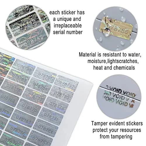 TLK&FBB Silver Tamper Evident Seal Warranty Void Labels 2cm x 1cm (0.787x0.39 inch) | 580 Pcs High Security Sequential Numbering thumbnail 3