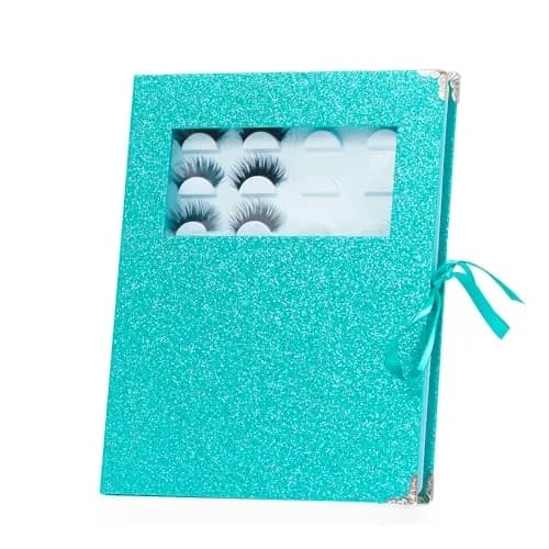 YiQiYi False Eyelash Organizer and Storage Case with Tweezer | Portable Lash Book, Pink/Green/Gold, 27×22×2 cm thumbnail 4
