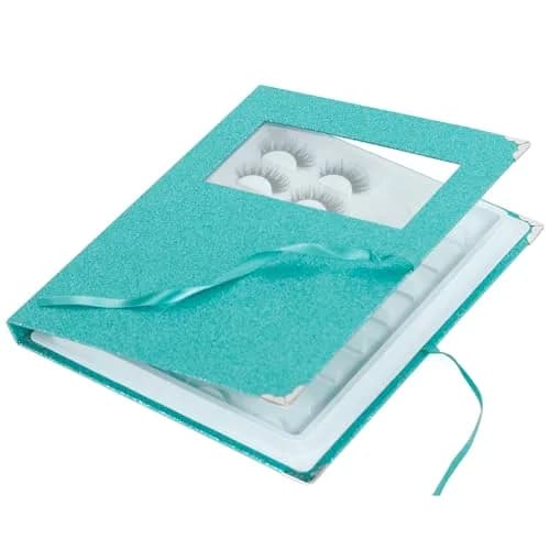 YiQiYi False Eyelash Organizer and Storage Case with Tweezer | Portable Lash Book, Pink/Green/Gold, 27×22×2 cm thumbnail 3