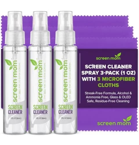 Screen Mom Screen Cleaner Spray 3 Pack-3x1oz for TV, Car, Laptop & Computer | Streak-Free, Alcohol-Free, Microfiber Cloths Included thumbnail 1