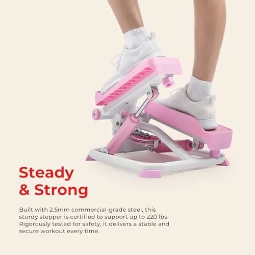 Sunny Health & Fitness Pink Mini Stepper w/Meter & Adjustable Step Height | 10.2 kg (22.5 lb) | Tones Lower Body & Core thumbnail 4