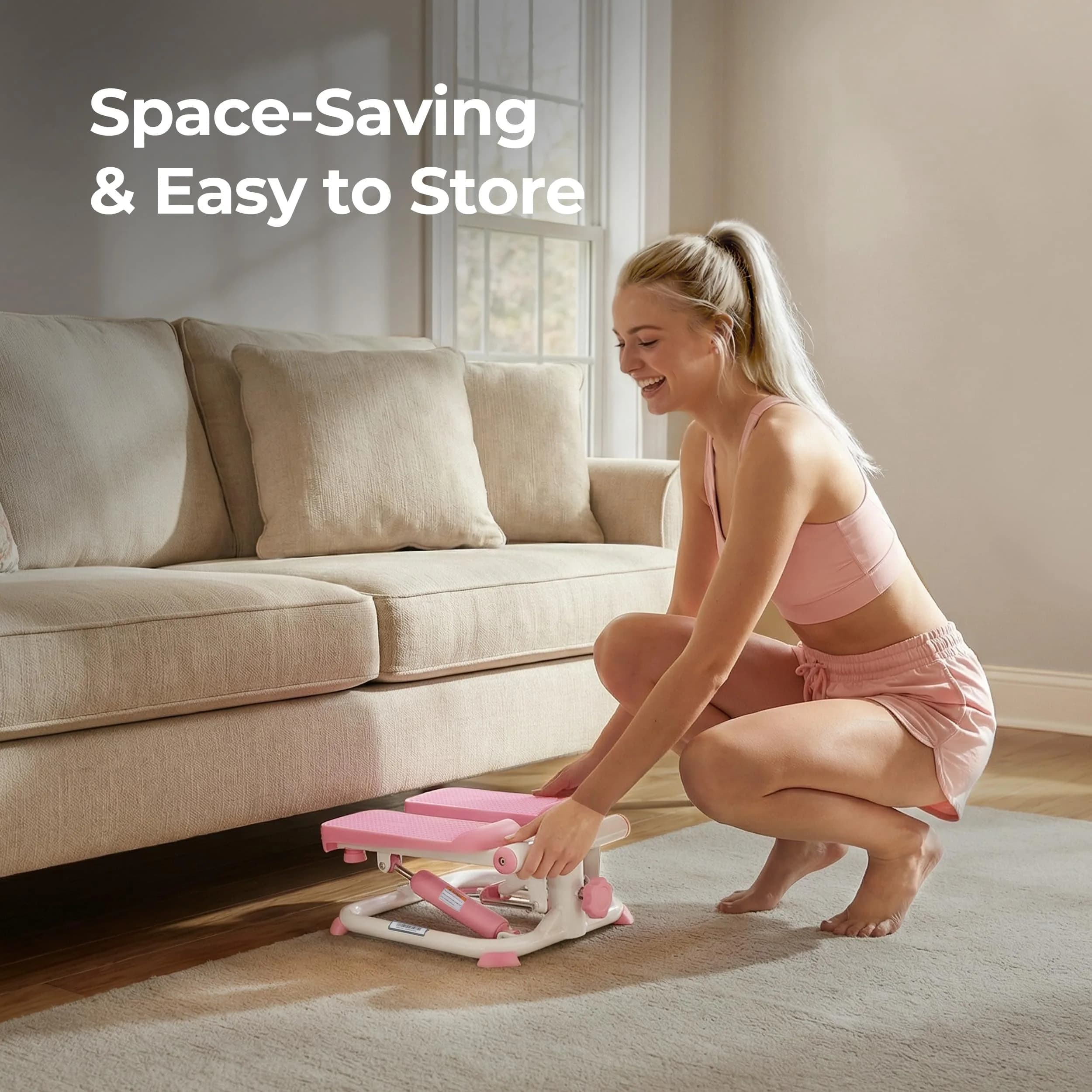 Sunny Health & Fitness Pink Mini Stepper w/Meter & Adjustable Step Height | 10.2 kg (22.5 lb) | Tones Lower Body & Core - view 5