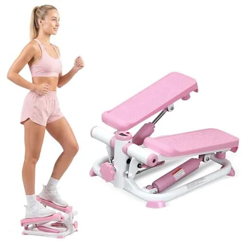 Sunny Health & Fitness Pink Mini Stepper w/Meter & Adjustable Step Height | 10.2 kg (22.5 lb) | Tones Lower Body & Core thumbnail 1