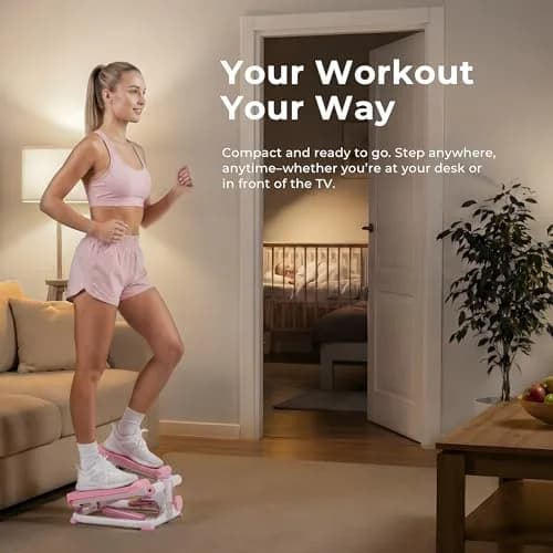 Sunny Health & Fitness Pink Mini Stepper w/Meter & Adjustable Step Height | 10.2 kg (22.5 lb) | Tones Lower Body & Core thumbnail 3