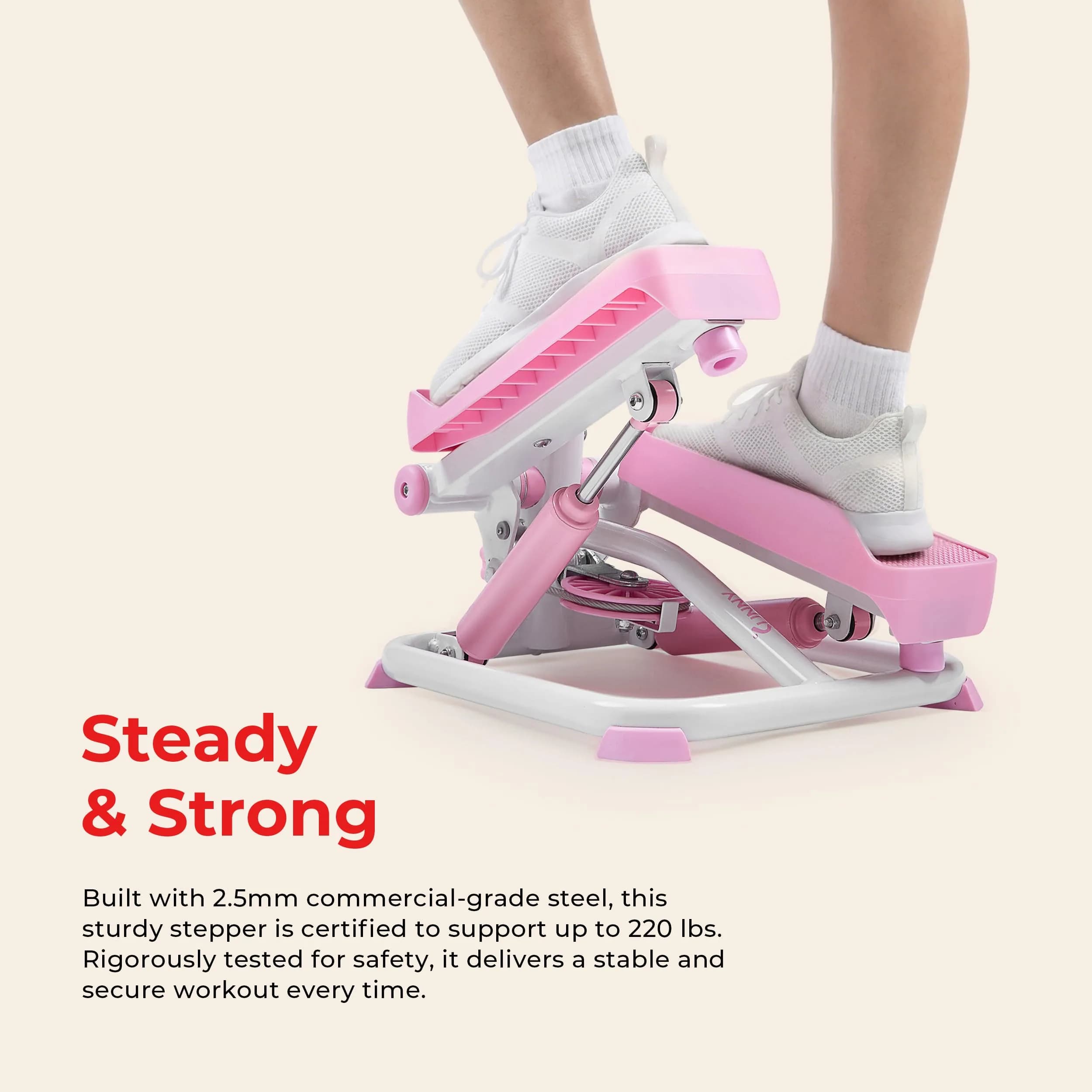 Sunny Health & Fitness Pink Mini Stepper w/Meter & Adjustable Step Height | 10.2 kg (22.5 lb) | Tones Lower Body & Core - view 4