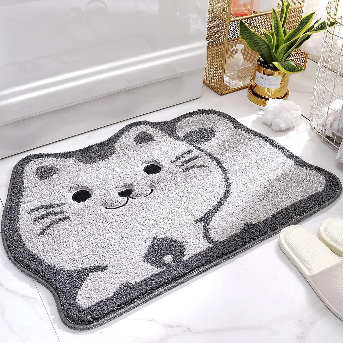 Molesun Hedgehog Bath Mat 20x28 inches | Soft Absorbent Microfiber Bath Rug with Non-Slip TPR Backing — 6.cat / 19" x 28"
