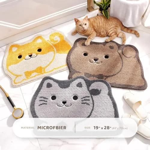 Molesun Cat Bath Mat 19" x 28" | Soft Absorbent Microfiber Rug with Non-Slip TPR Backing thumbnail 2