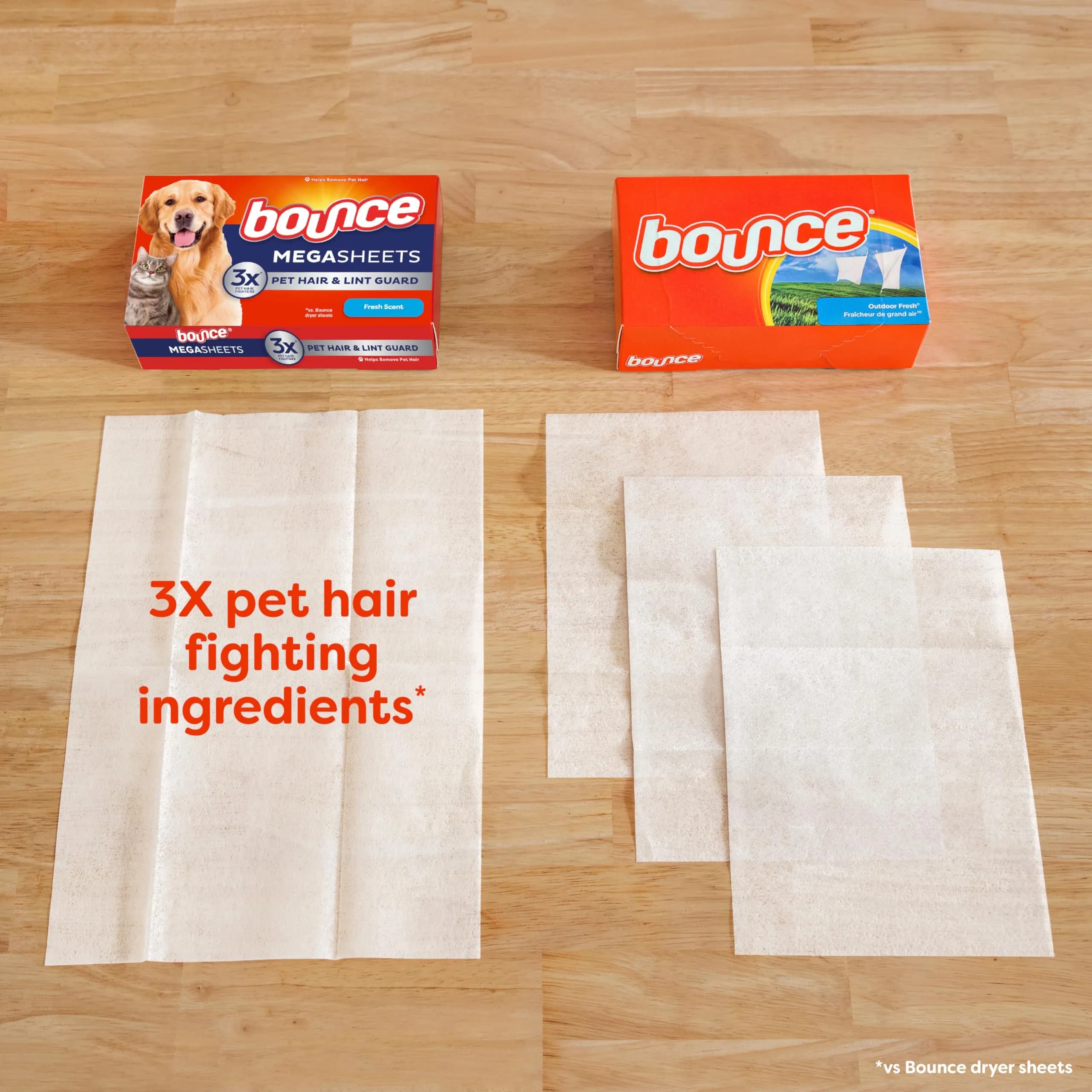 Bounce Pet Hair and Lint Guard Mega Dryer Sheets Fresh Scent 50 Count | Repels Pet Hair 3X More vs. Leading Sheets - view 3
