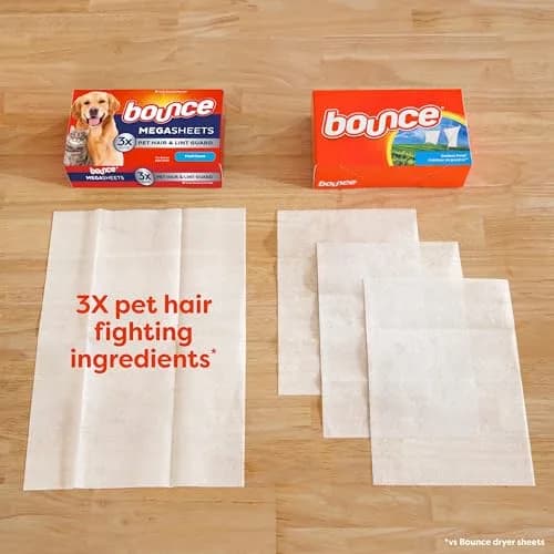 Bounce Pet Hair and Lint Guard Mega Dryer Sheets Fresh Scent 50 Count | Repels Pet Hair 3X More vs. Leading Sheets thumbnail 3