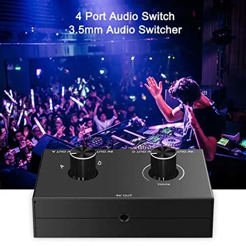 Y.D.F 4-Way 3.5mm Stereo Audio Switcher Box - 4 In 1 Out Manual Selector for Speakers & Headphones (Black) thumbnail 7
