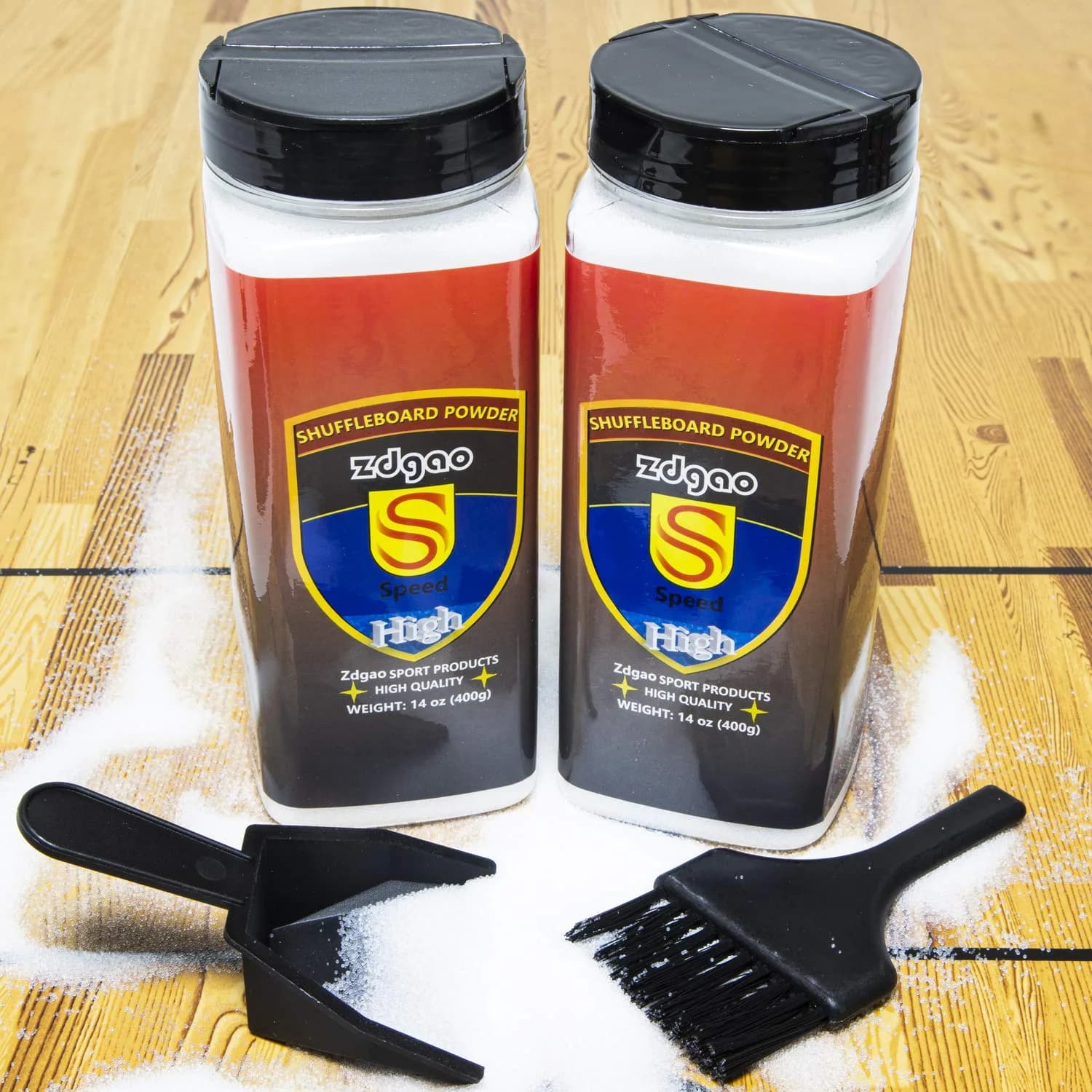 YDDS Shuffleboard Sand - Shuffleboard Wax with Mini Dustpan & Brush | High-Speed Silicone Powder for 18-22ft Tables — 2 Cans High Speed